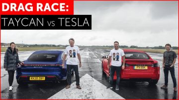 Porsche Taycan Turbo проти старої Tesla Model S: хто швидше на мокрому асфальті. Відео