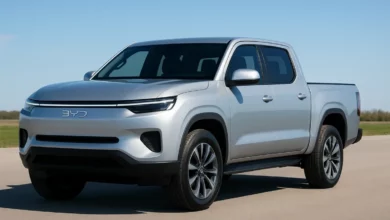 BYD electric truck prototype displayed.