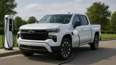 Chevrolet Silverado electric charging station.