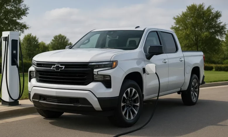 Chevrolet Silverado electric charging station.