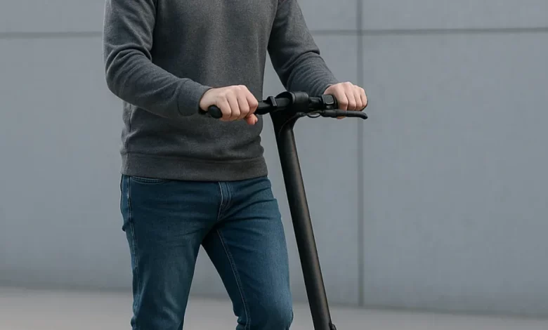 electric scooter rider standing still