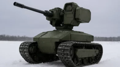 robotic military complex with gun