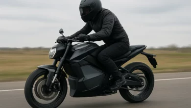 Electric motorcycle in motion