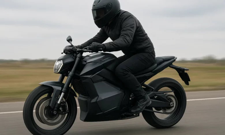 Electric motorcycle in motion