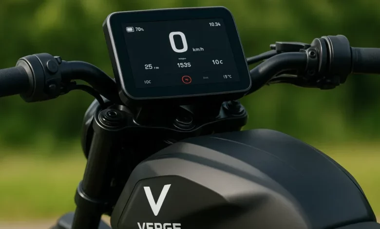 Verge TS Pro electric motorcycle dashboard.