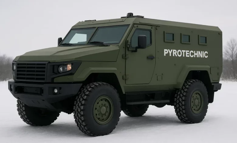 UkrArmoTech armored vehicle for pyrotechnics.