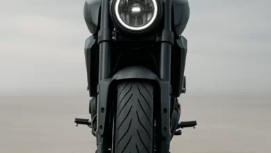 Mac Motorcycles Rex motorcycle front.