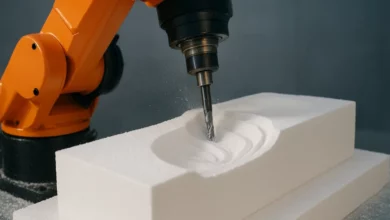 robotic milling machine carving foam
