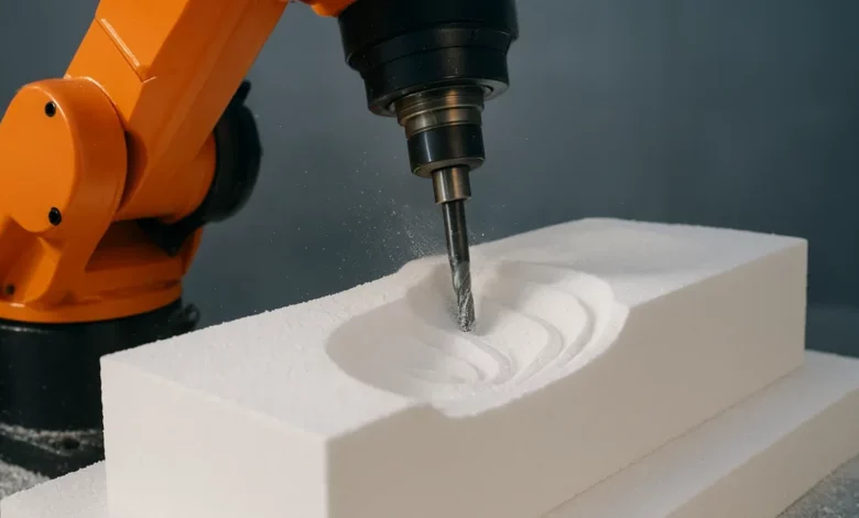 robotic milling machine carving foam