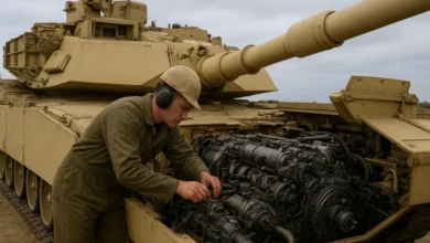 M1 Abrams tank engine repair.