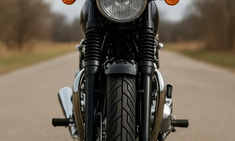 Norton motorcycle front view.