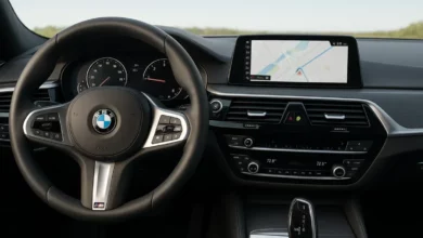 BMW vehicle interior dashboard display.