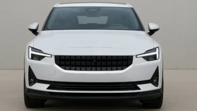 Polestar electric vehicle front view.