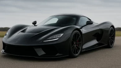 Hennessey Blackbird hypercar close-up.