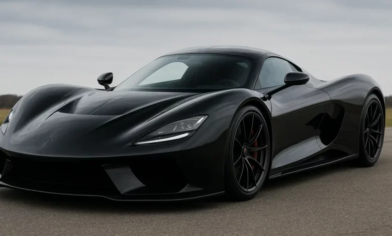 Hennessey Blackbird hypercar close-up.