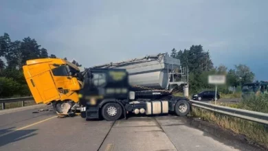 На трасі Київ–Чоп біля Житомира зіткнулися дві вантажівки DAF і Renault