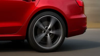 Car wheel spinning rapidly