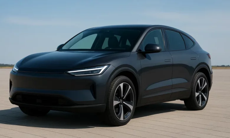 На зображенні представлений електричний SUV, який займає центральне положення у композиції з лівого переднього краю.