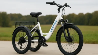 Lectric Trike2 електротрьохколісник стоїть.